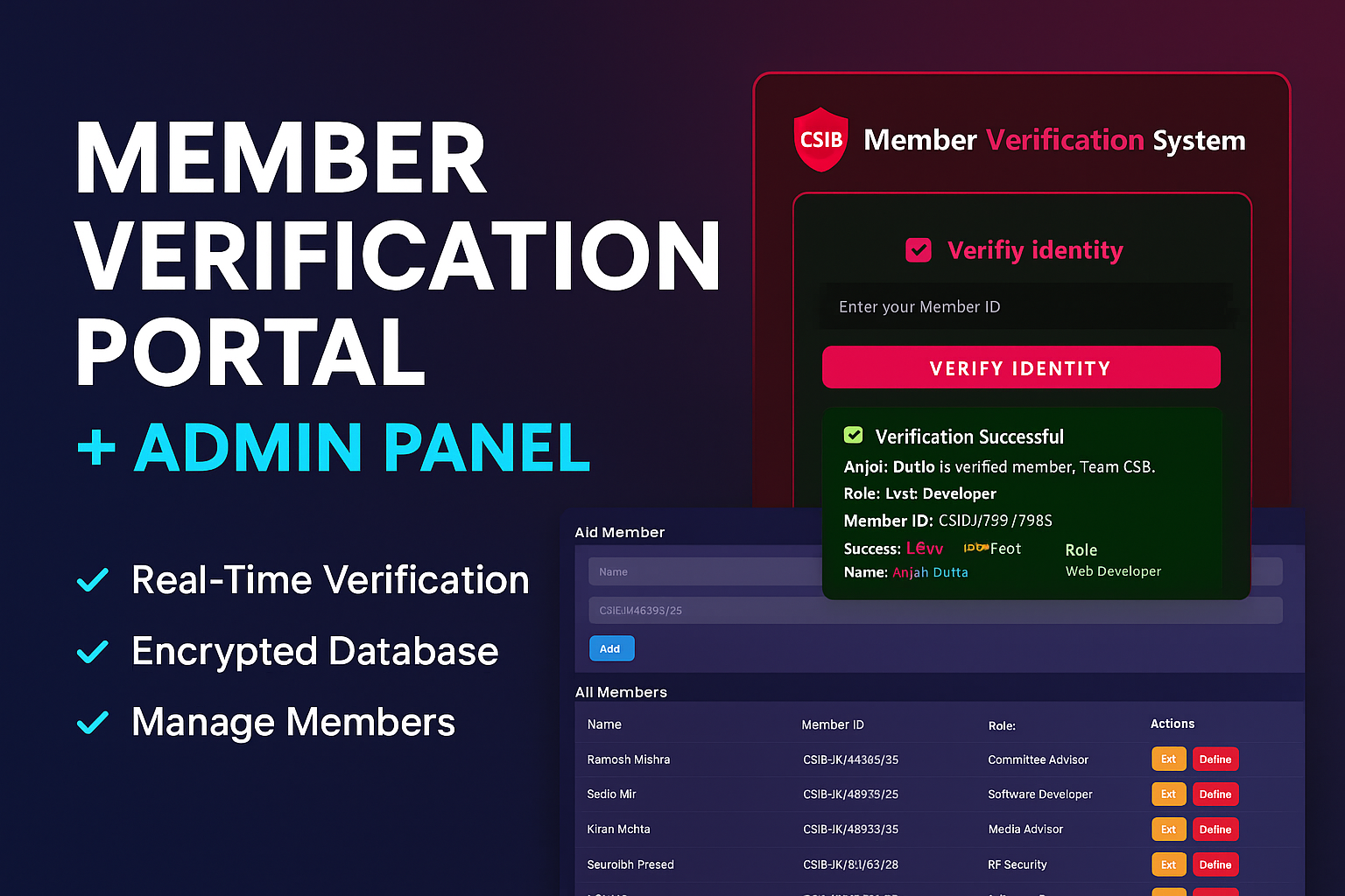 Member Verification Portal + Admin Panel